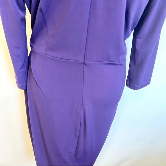 Calvin Klein Purple 3/4 Sleeve Faux Wrap Stretch Formal Dress Womens Size 10 - Picture 13 of 16